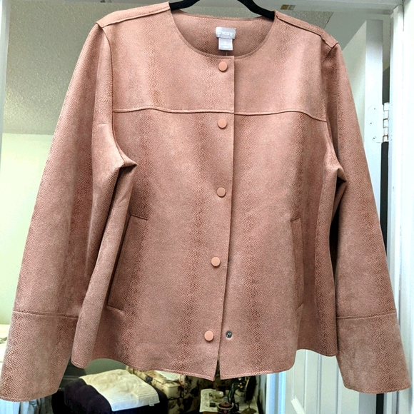 Chico's Scuba Suede Jacket Desert Tan - Picture 1 of 13